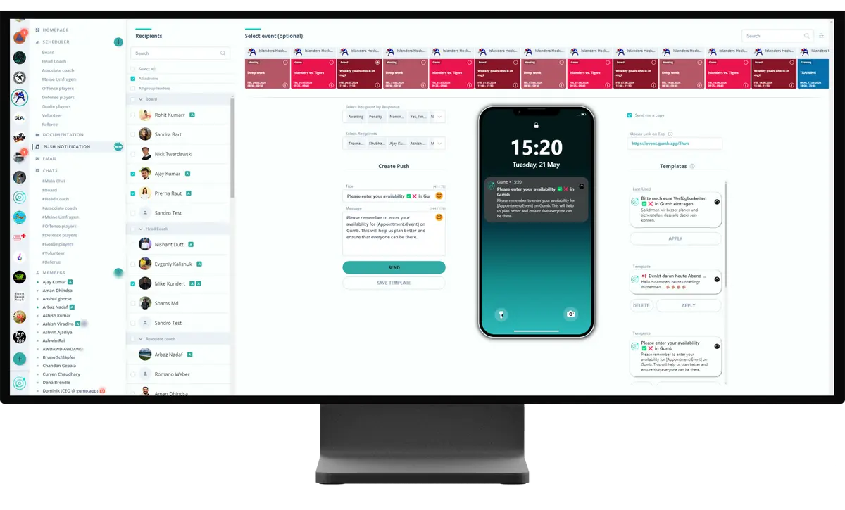 Gumb screenshot: Gumb group chats and direct messages 