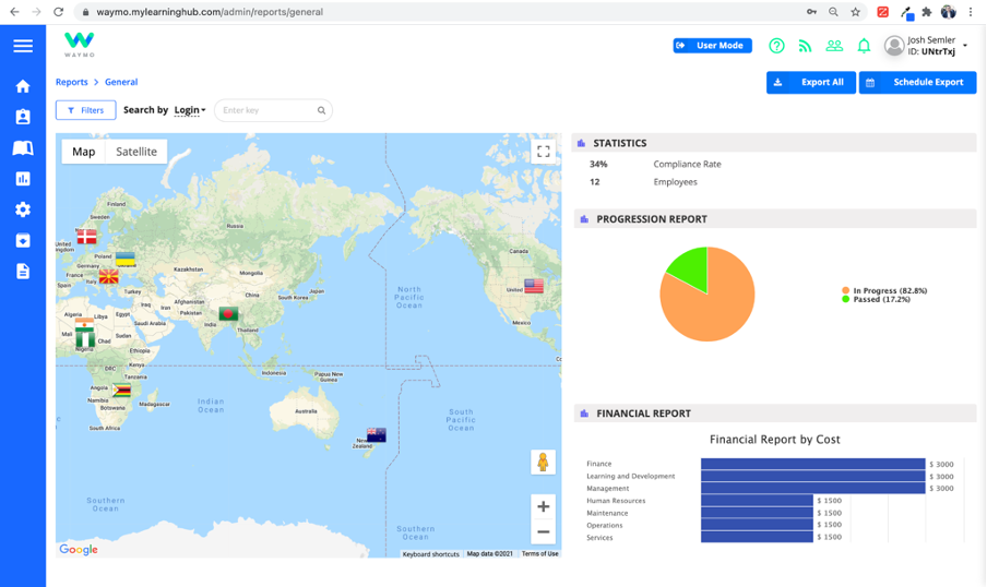 My Learning Hub Software - Location report