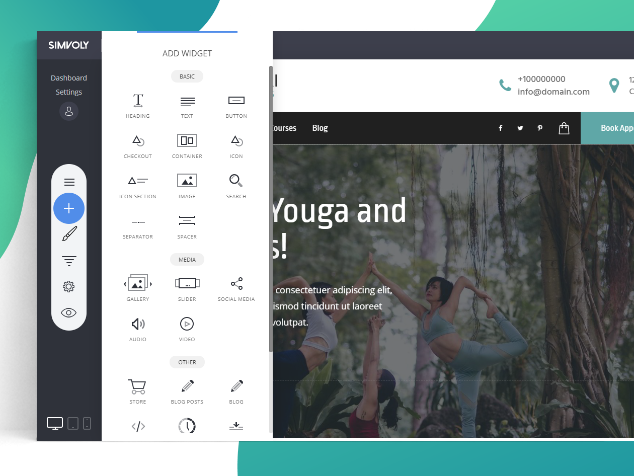 Simvoly Software - Drag and drop widgets