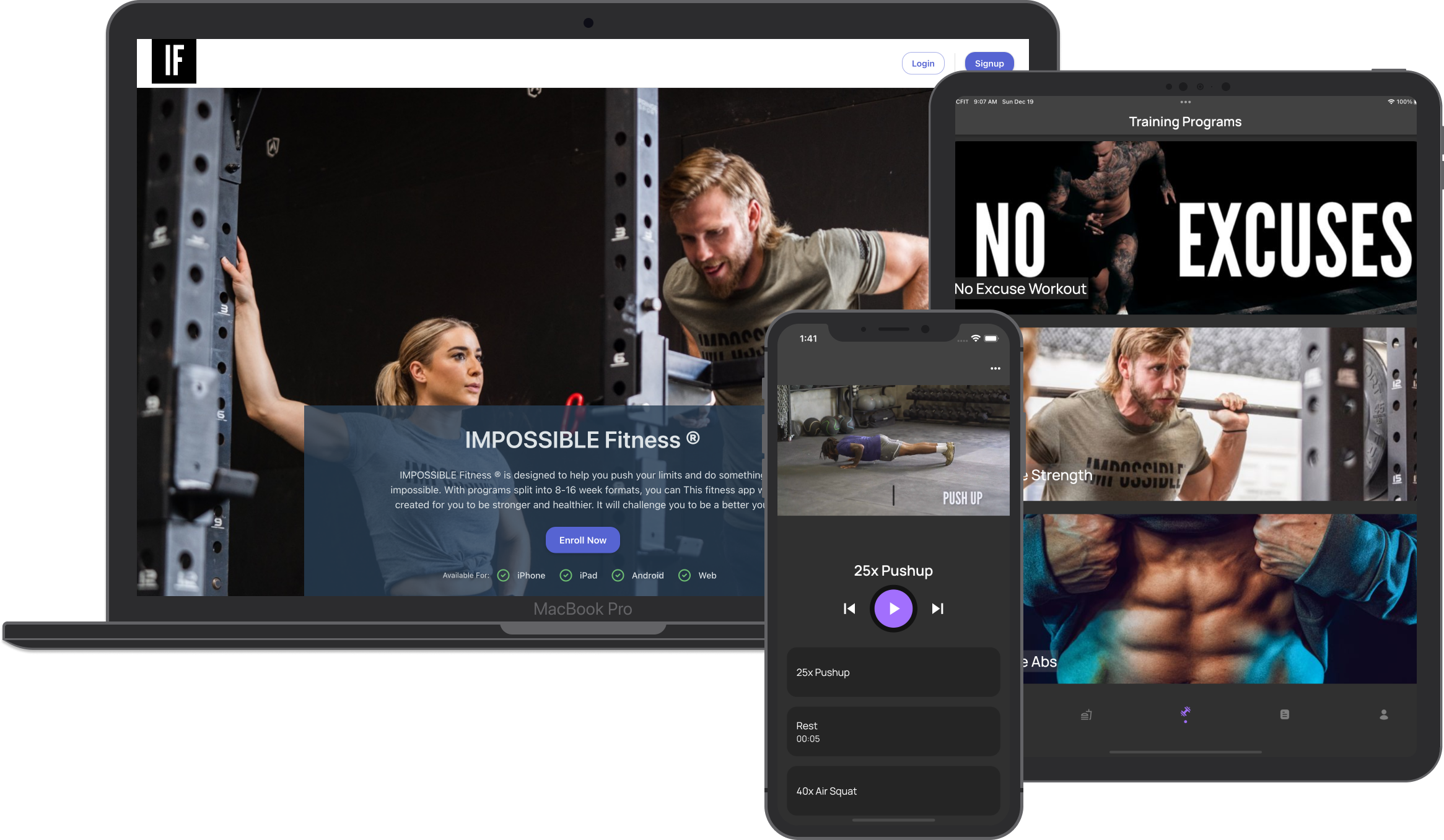 Tempokit screenshot: Tempokit lets you build a custom branded fitness app for iphone, android ipad and web for selling your workout programs.