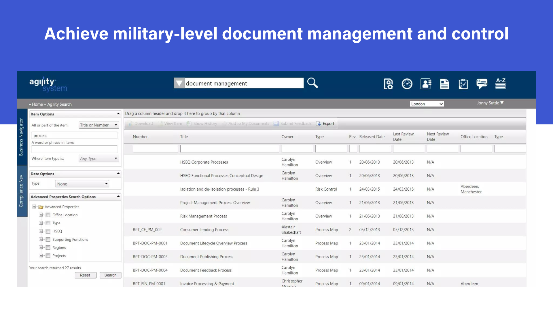 Agility System Software - Agility System Document Management Features