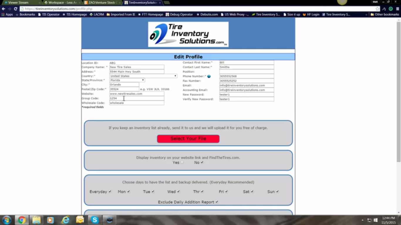 Tire Inventory Solutions Software - Item profile