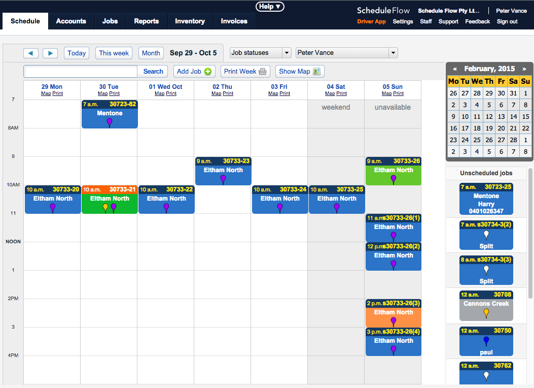 FieldInsight Software - Schedule