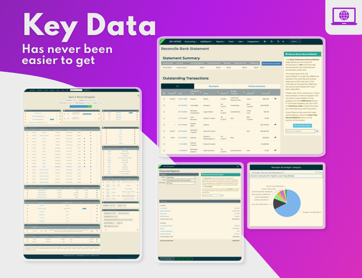ISPolitical Software - Our system is optimized to reduce clicks, inputs, and manual overrides. We take steps to ensure the integrity of your various files while allowing you to access them from one platform.