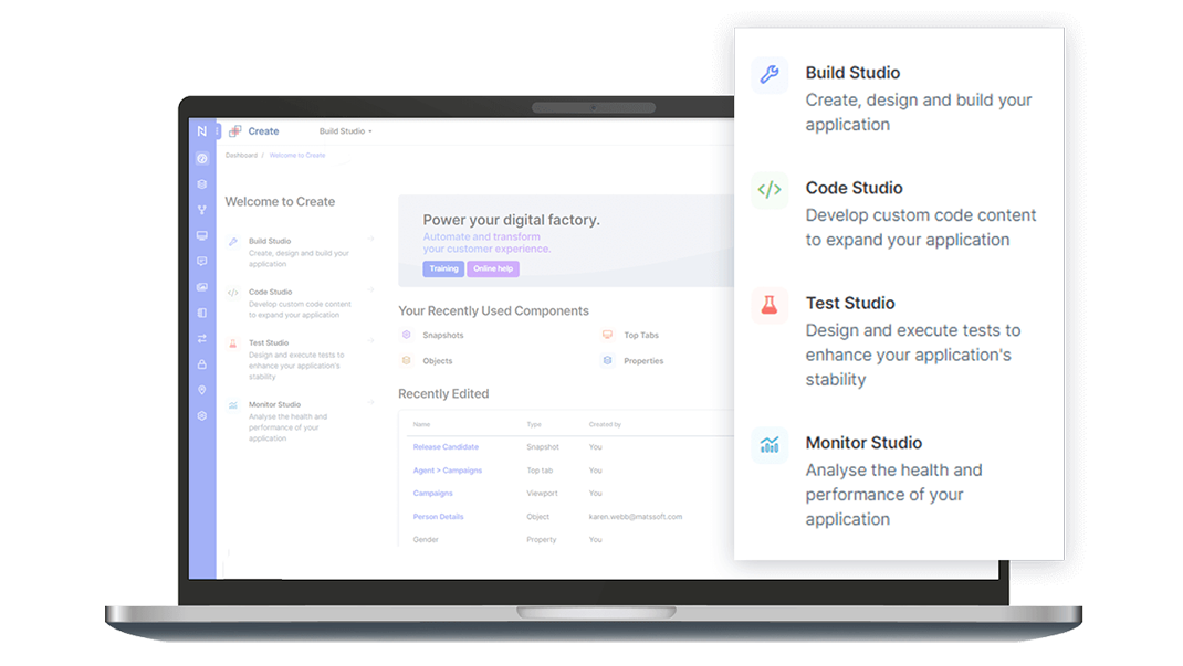 Liberty Create screenshot: Build applications - fast. Collaborate and create apps quickly that fit your needs and can be adapted easily. Rapidly design, create and deploy applications that automate tasks, deliver inspiring experiences and optimise business operations.