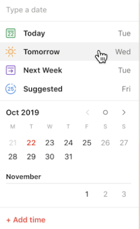 Todoist screenshot: Todoist add due dates