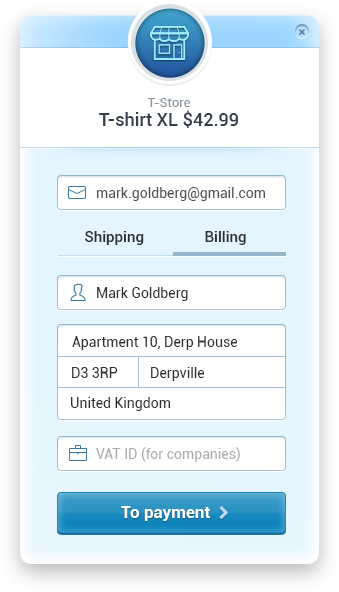 SecurionPay - Checkout with billing and shipping address