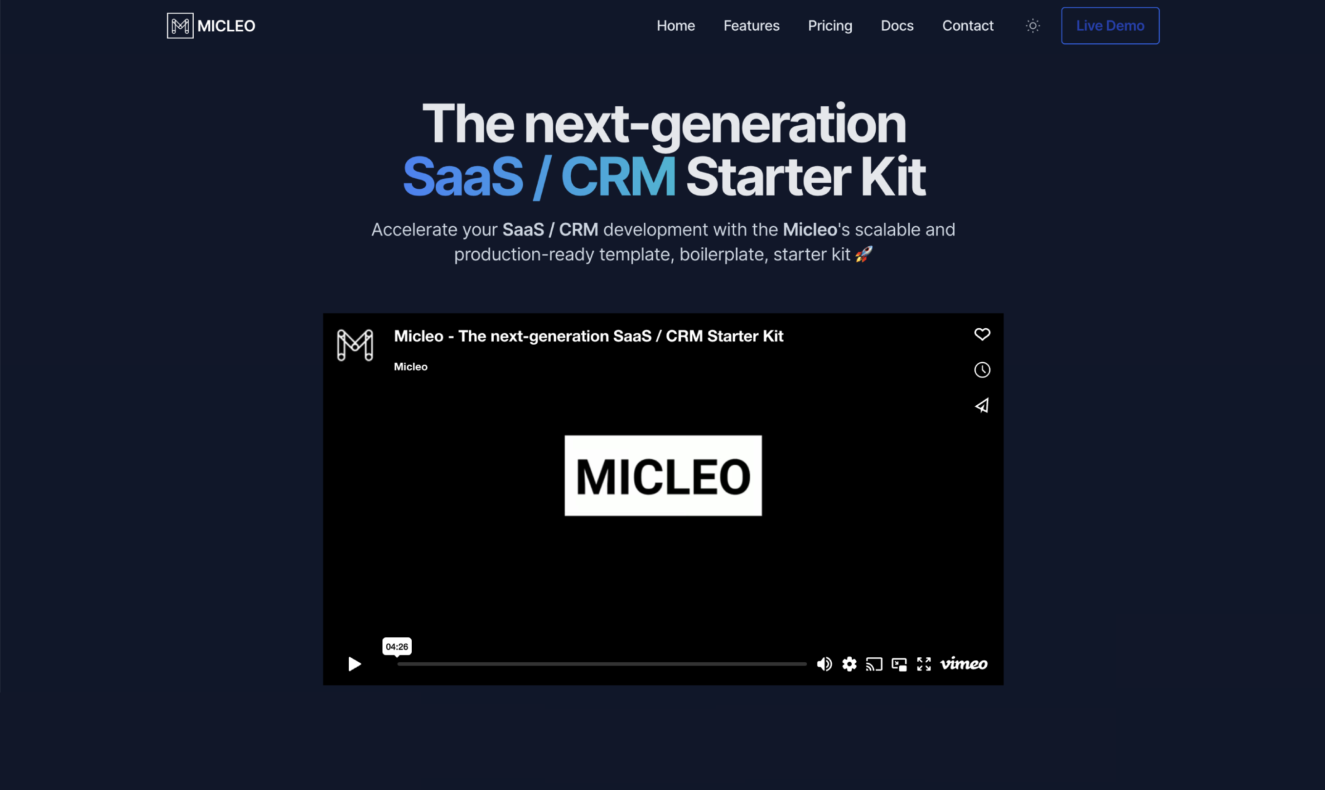 Micleo screenshot: Micleo Landing Page