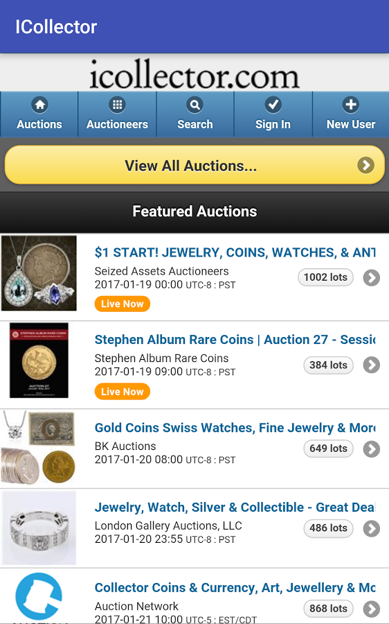 Live Auction Software featured auctions