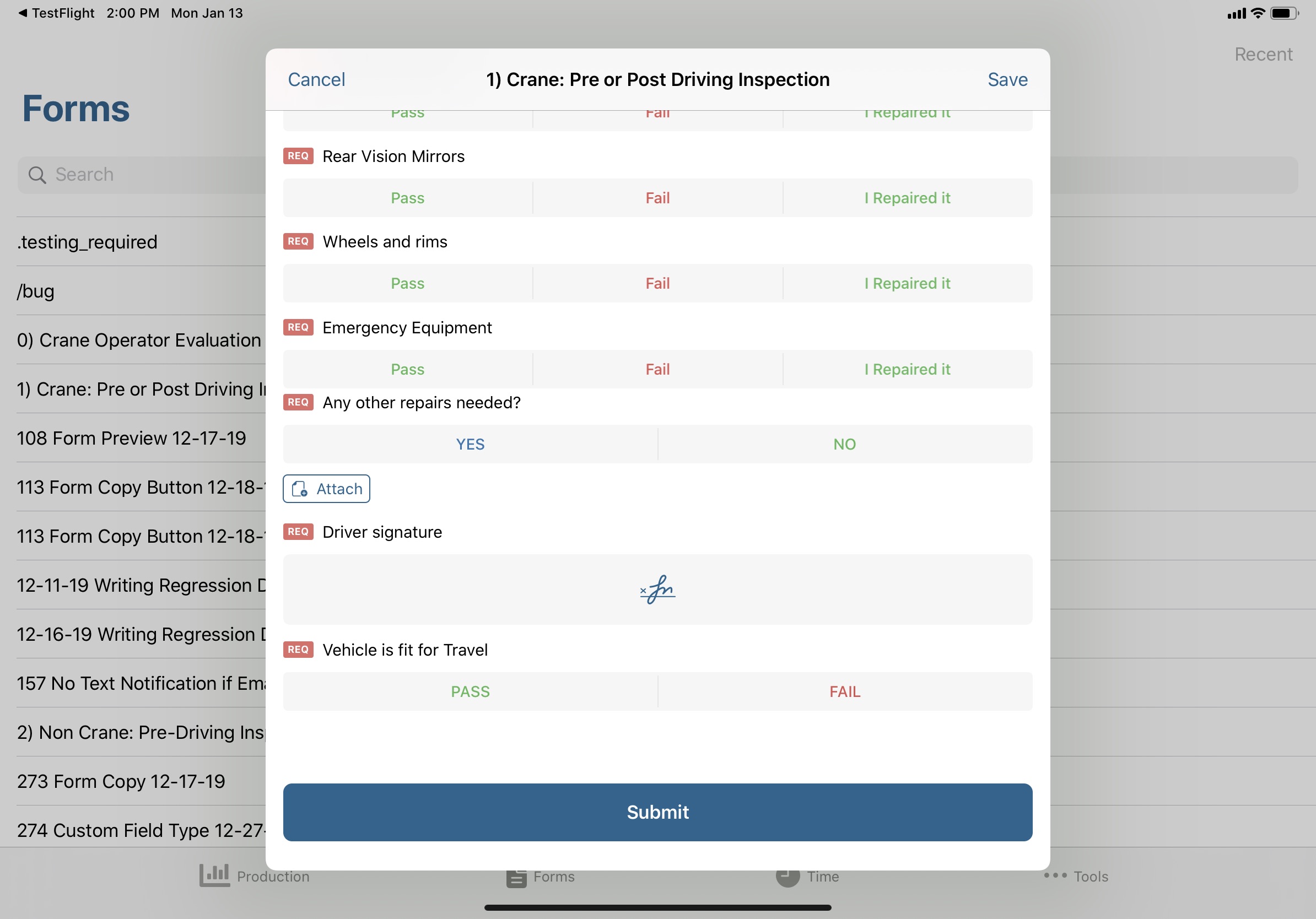 Form signature example - ipad