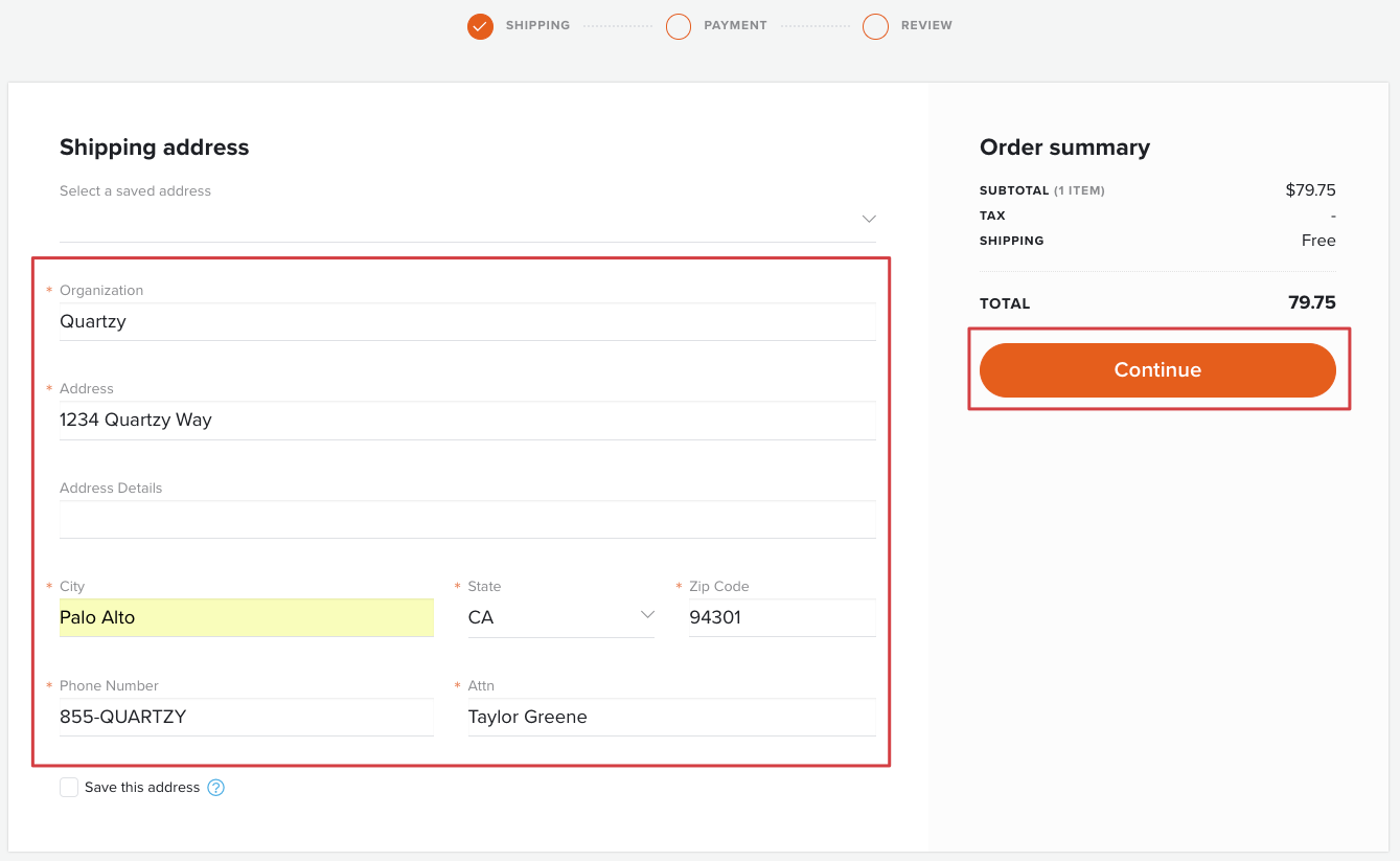 Quartzy Software - Quartzy purchasing and shipping process