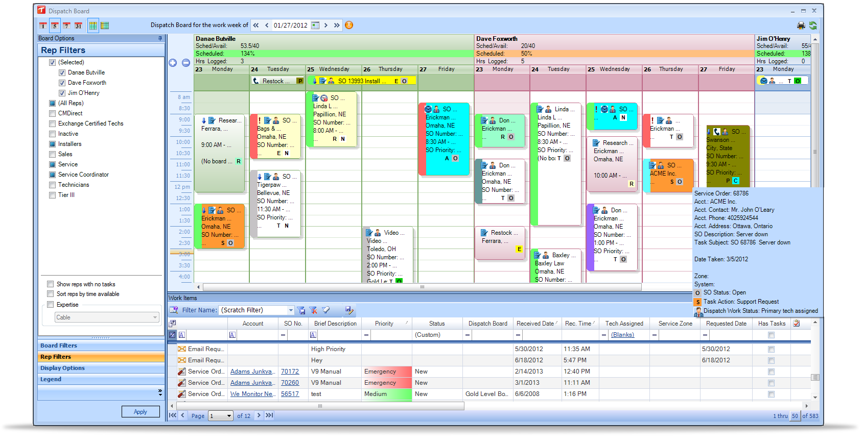 Tigerpaw Software Software - Dispatch Board in TigerPaw