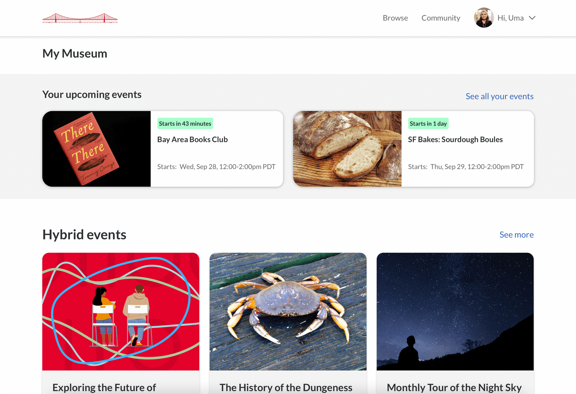 Gather screenshot: Branded Homepage