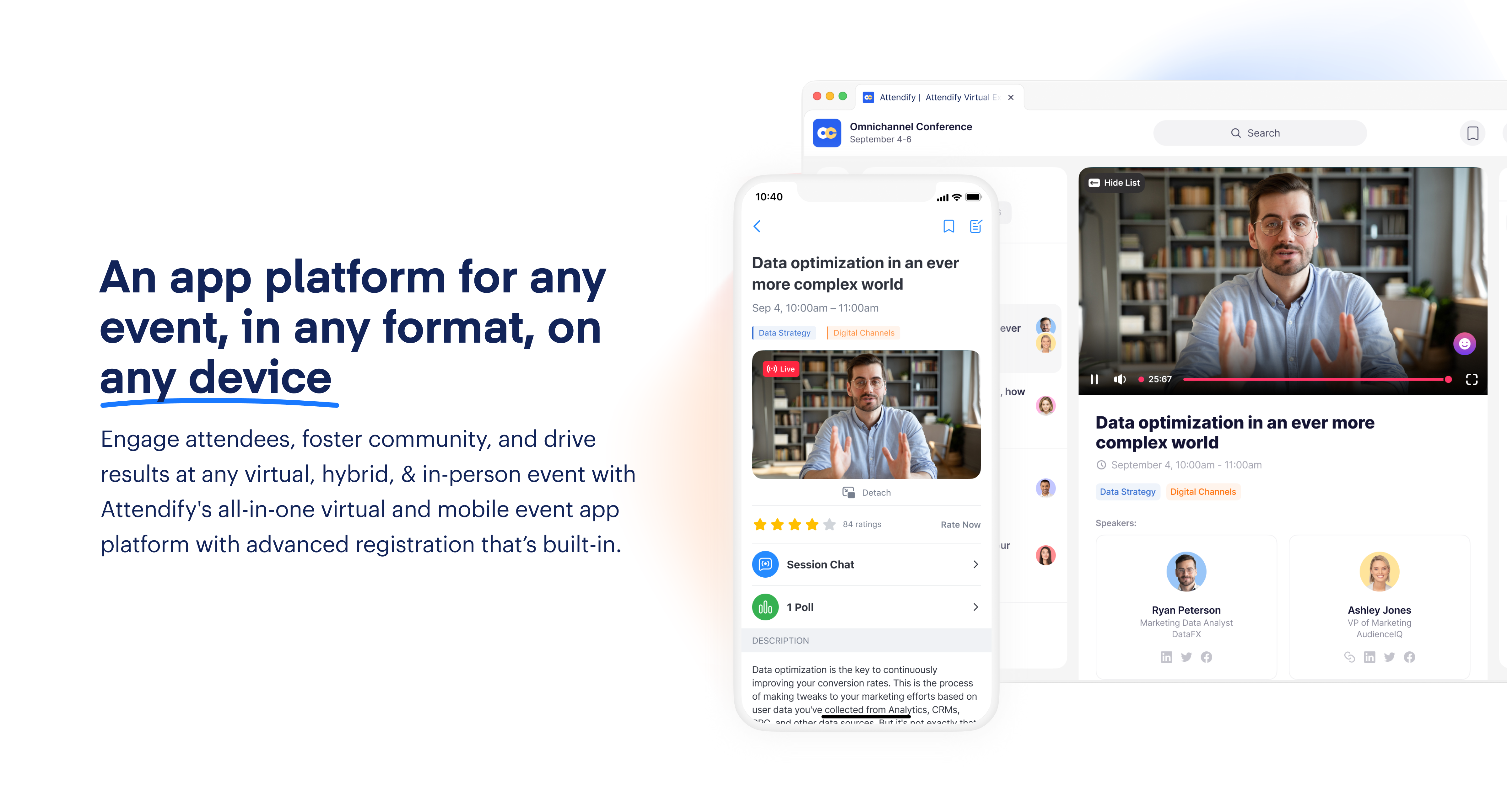 Engage, connect, and inform your attendees at any event, in any format, and on any device. Attendify delivers a complete suite of event engagement solutions, from registration to virtual experiences and mobile event apps.-thumb