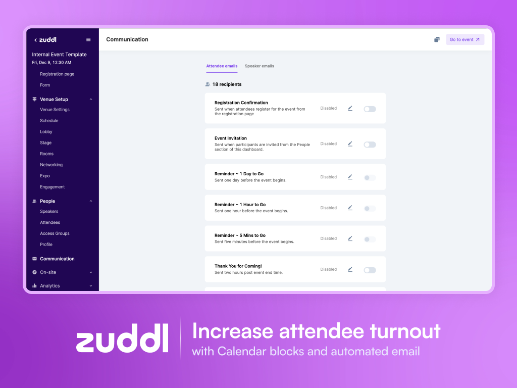 Increase attendee turnout - with Calendar blocks and automated email