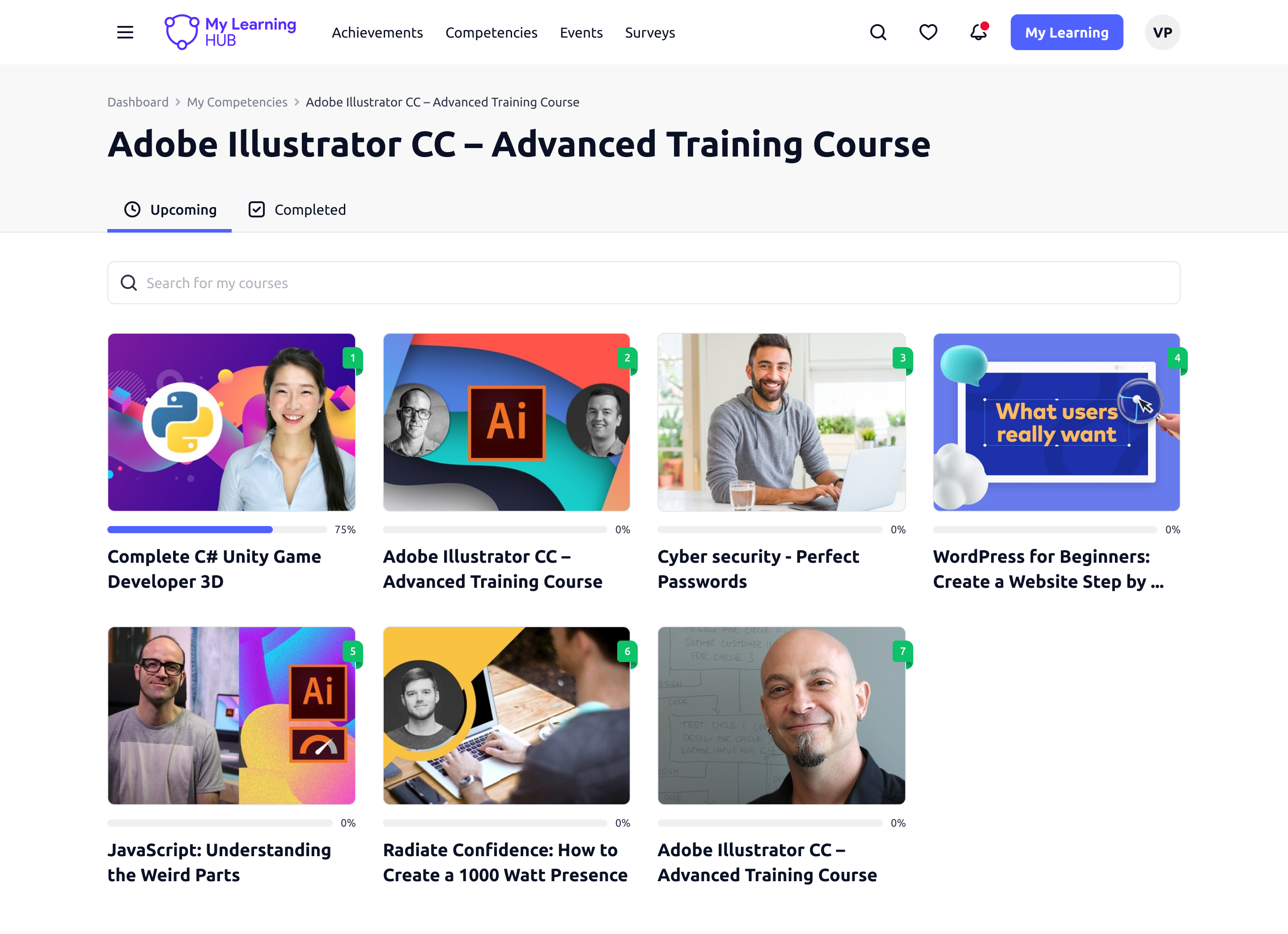 My Learning Hub Software - Competencies
