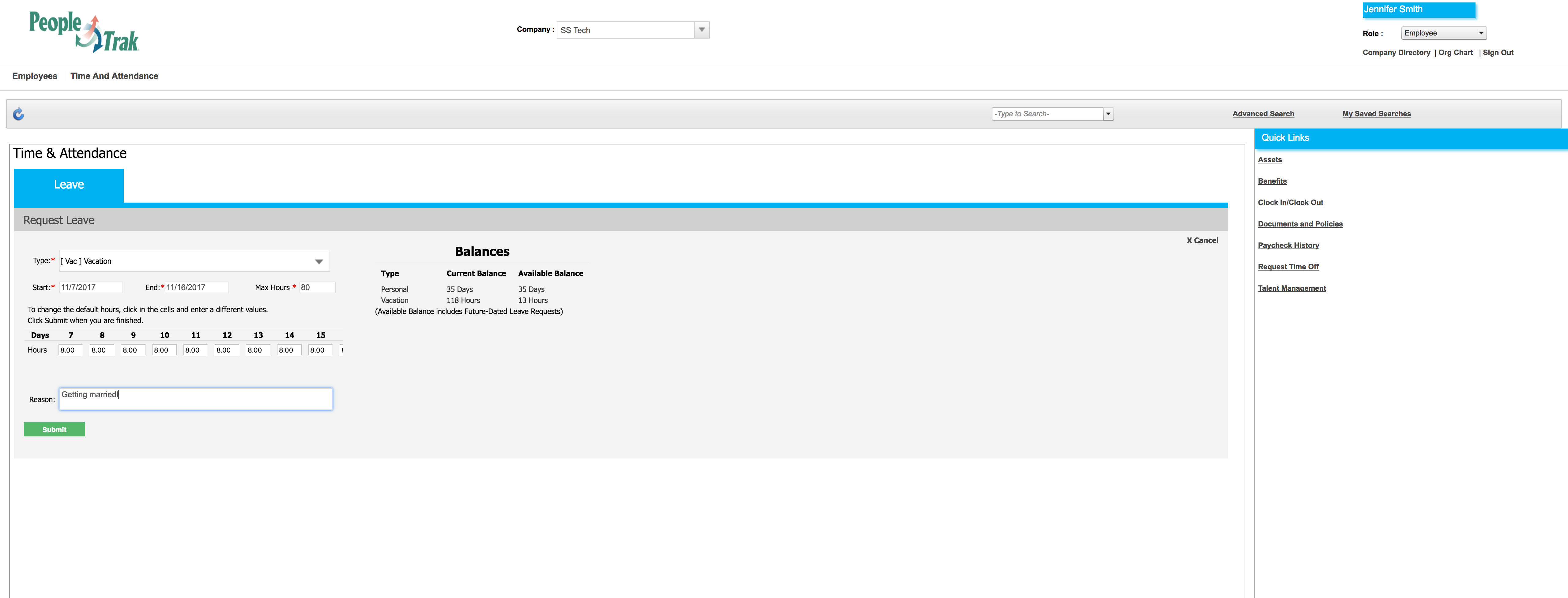 People-Trak HRIS Suite Software - Time and attendance