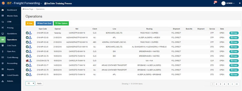 CloudWadi Logistics Software operations screenshot
