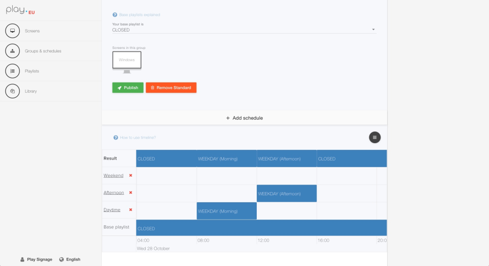 Play Digital Signage Software - Schedules and Timeline