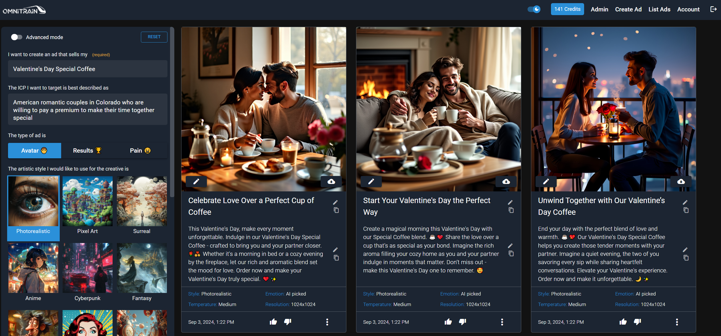 Omnitrain screenshot: Omnitrain create ads that convert. 