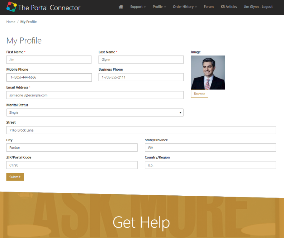 The Portal Connector profile information