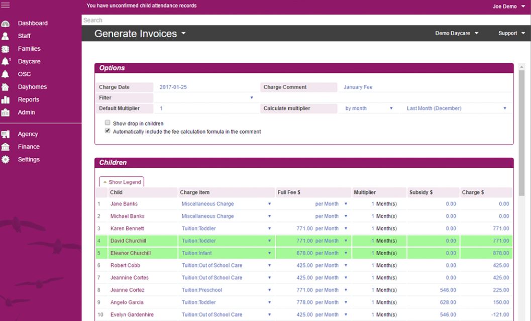 TimeSavr generate invoices