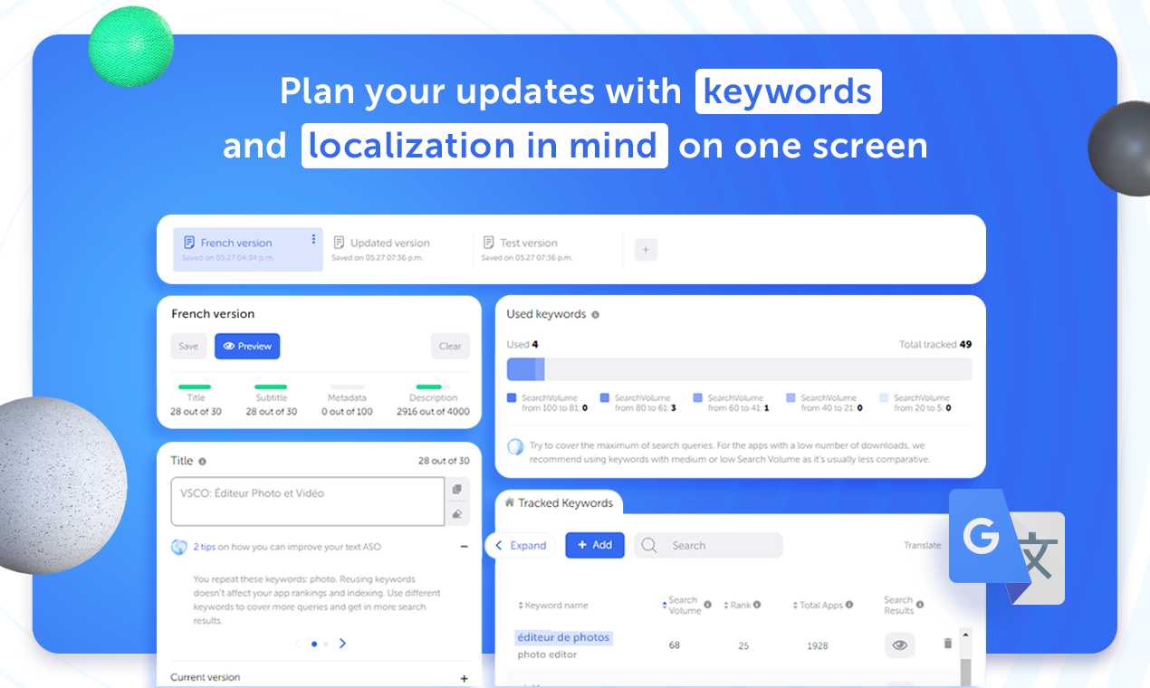 Checkaso Software - Checkaso analyze how well your keywords are indexing with Keywords Analysis tool.