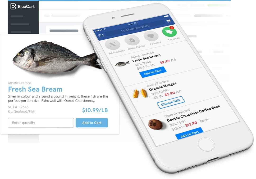 BlueCart Software - Buyers can shop from the online catalog and add custom quantities based on inventory needs