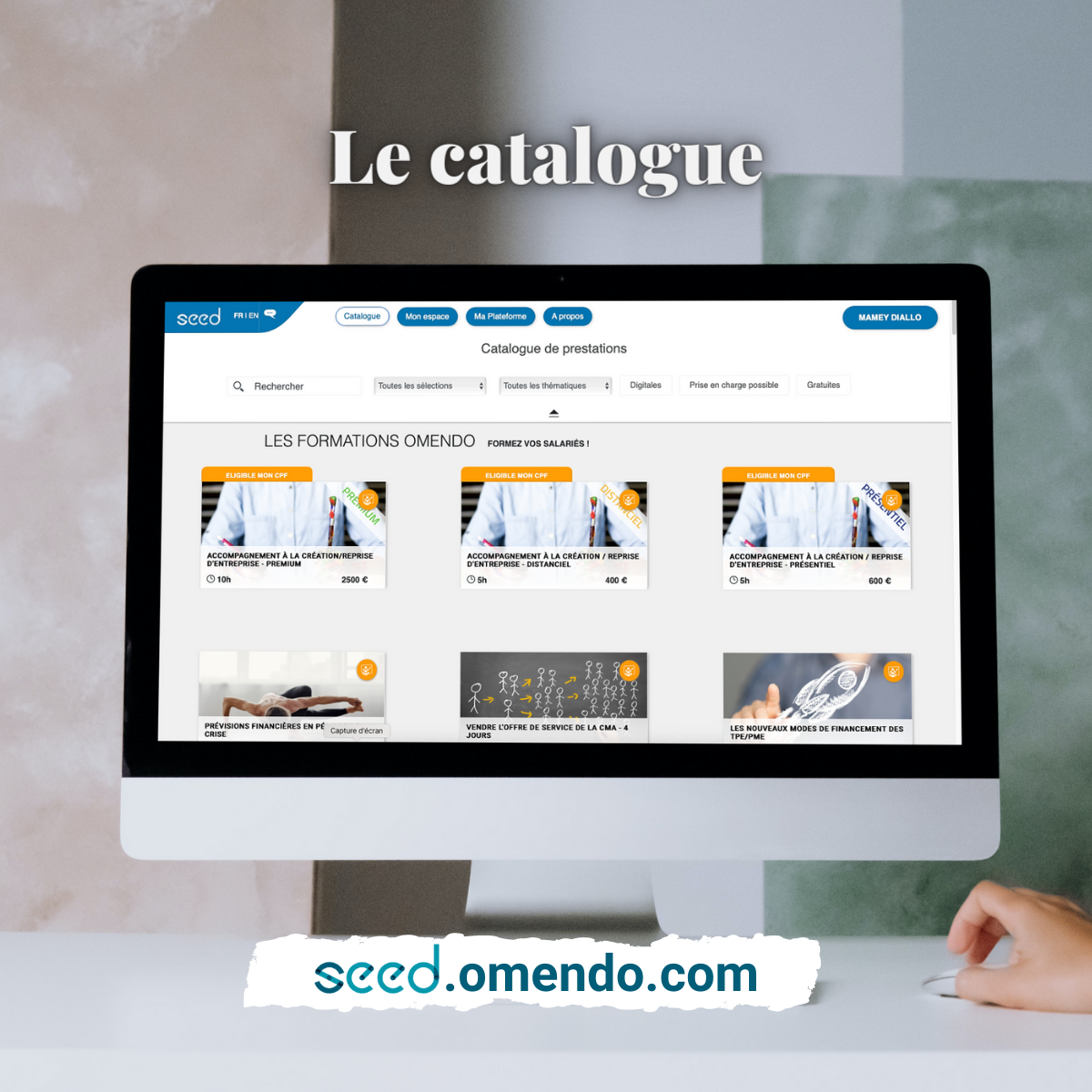 Plateforme SEED screenshot: Catalogue