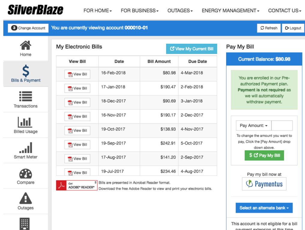 SilverBlaze Customer Portal screenshot