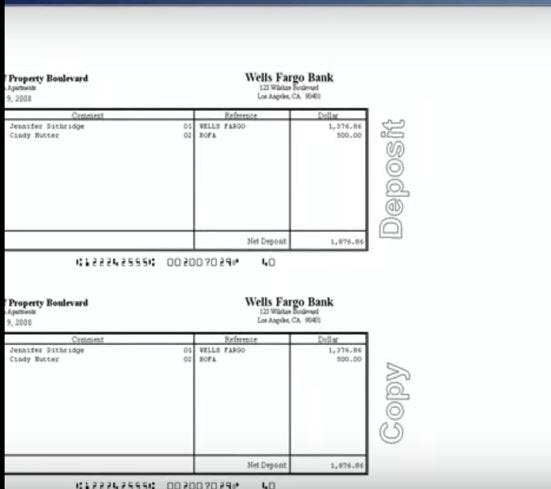 Property Boulevard Software - Payment deposit slip