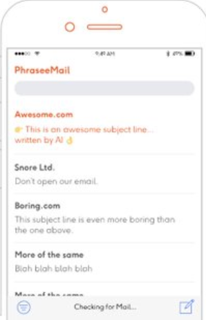 Phrasee email subject lines screenshot