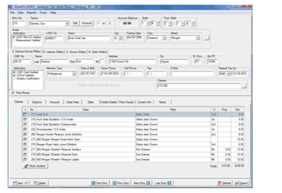 ShowPro Horse Show Software Software - 2