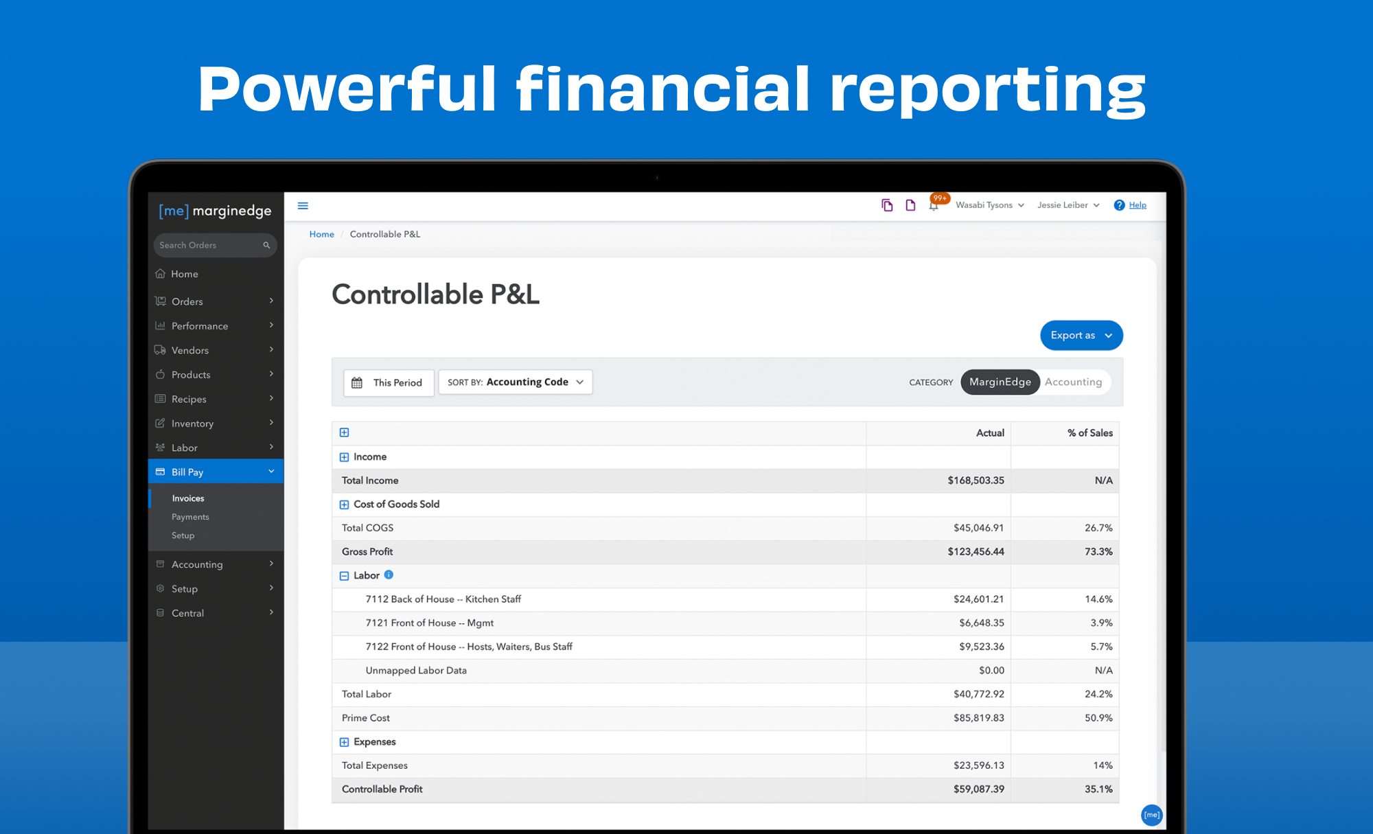 MarginEdge uses POS and invoice data to generate powerful reports. Get a daily controllable P&L, track food and labor costs in real time, see actuals vs. theoreticals, track budgets, and more all from one central location.