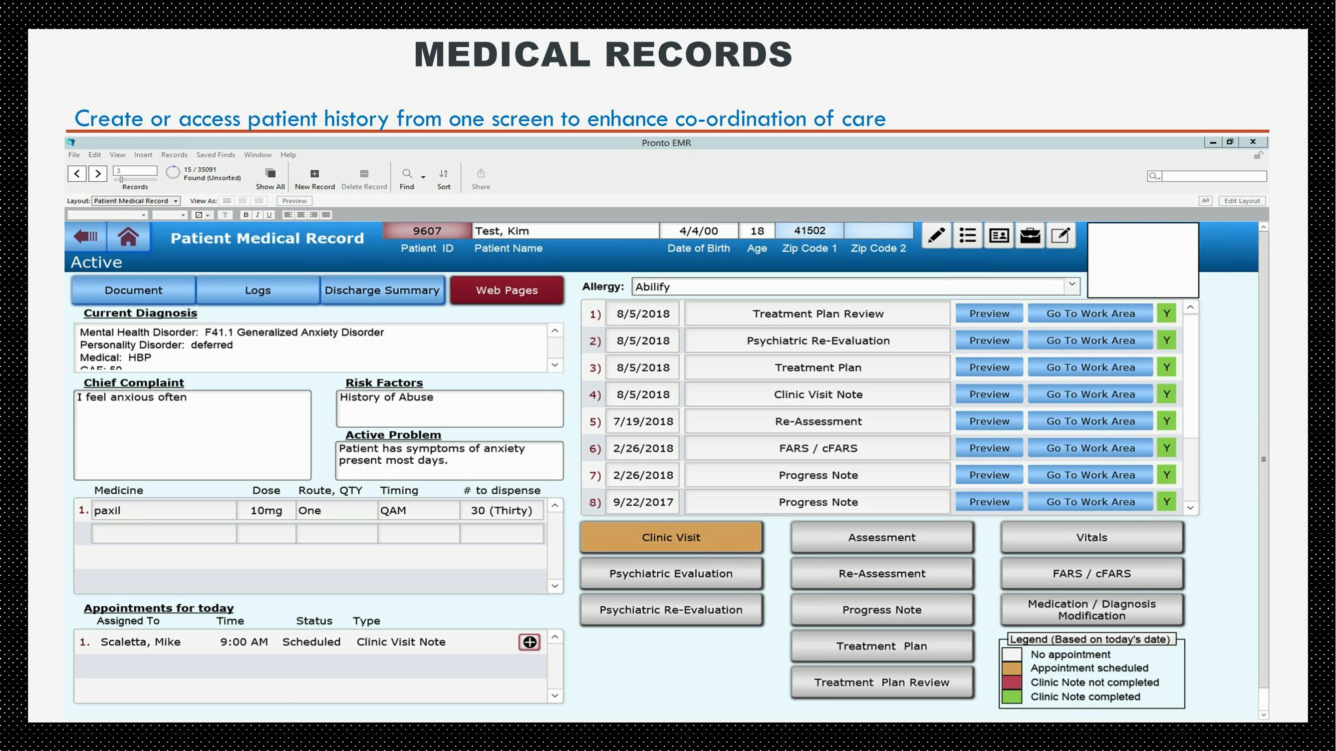 Pronto EMR Software - Medical Record