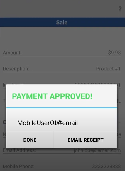 Global Payments Integrated screenshot: Global Payments Integrated email receipt