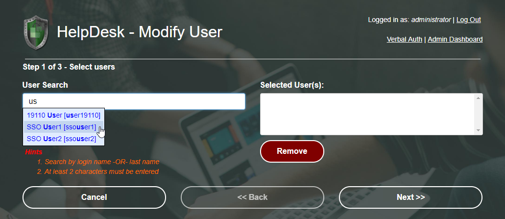 Help Desk Username Lookup