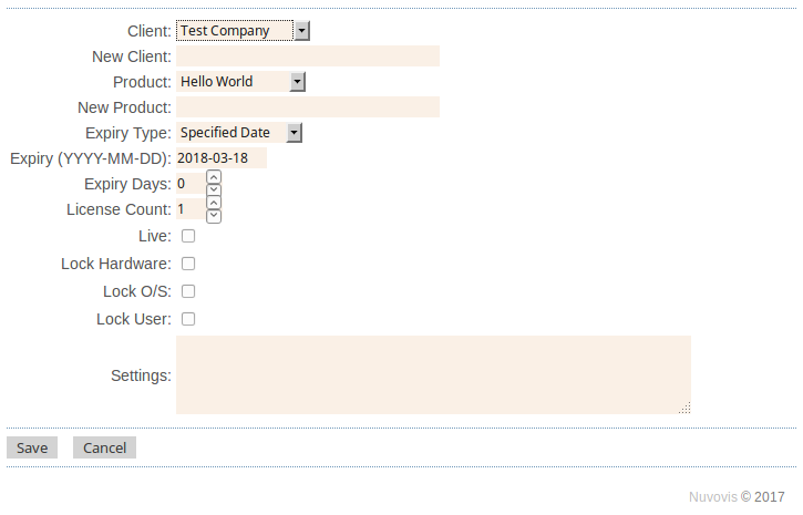 Nuvovis Software - Edit portal license information