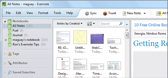 Evernote Teams Software - All notes