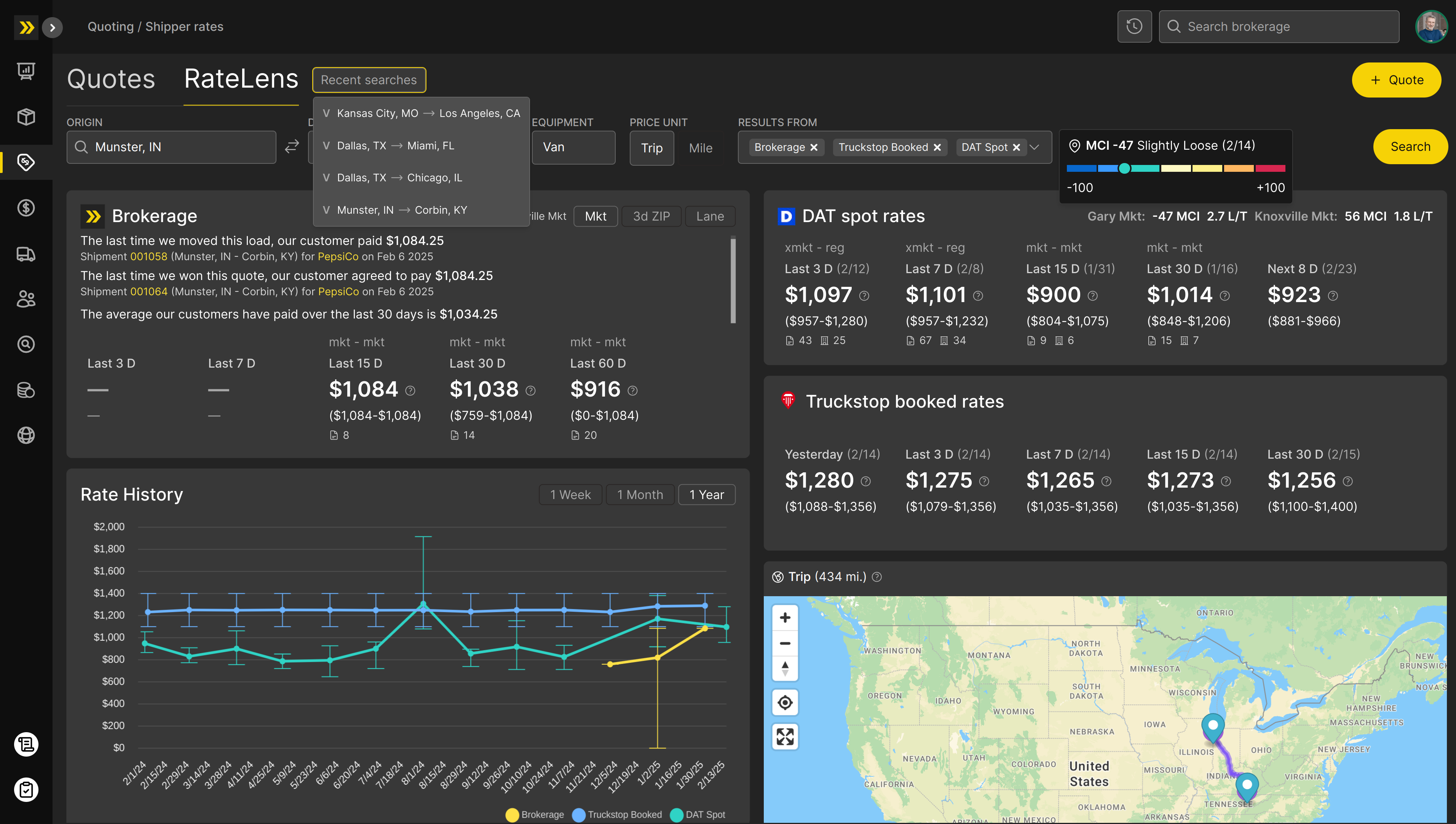 MVMNT screenshot: RateLens - Rates from your historical data and from the market all in one place. Dynamic and personalized insights to improve your productivity. Combine with our AI email workflow for a fantastic quoting experience.