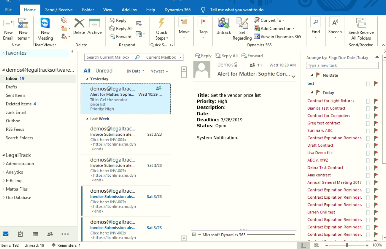 Legal Track Software - Outlook embed