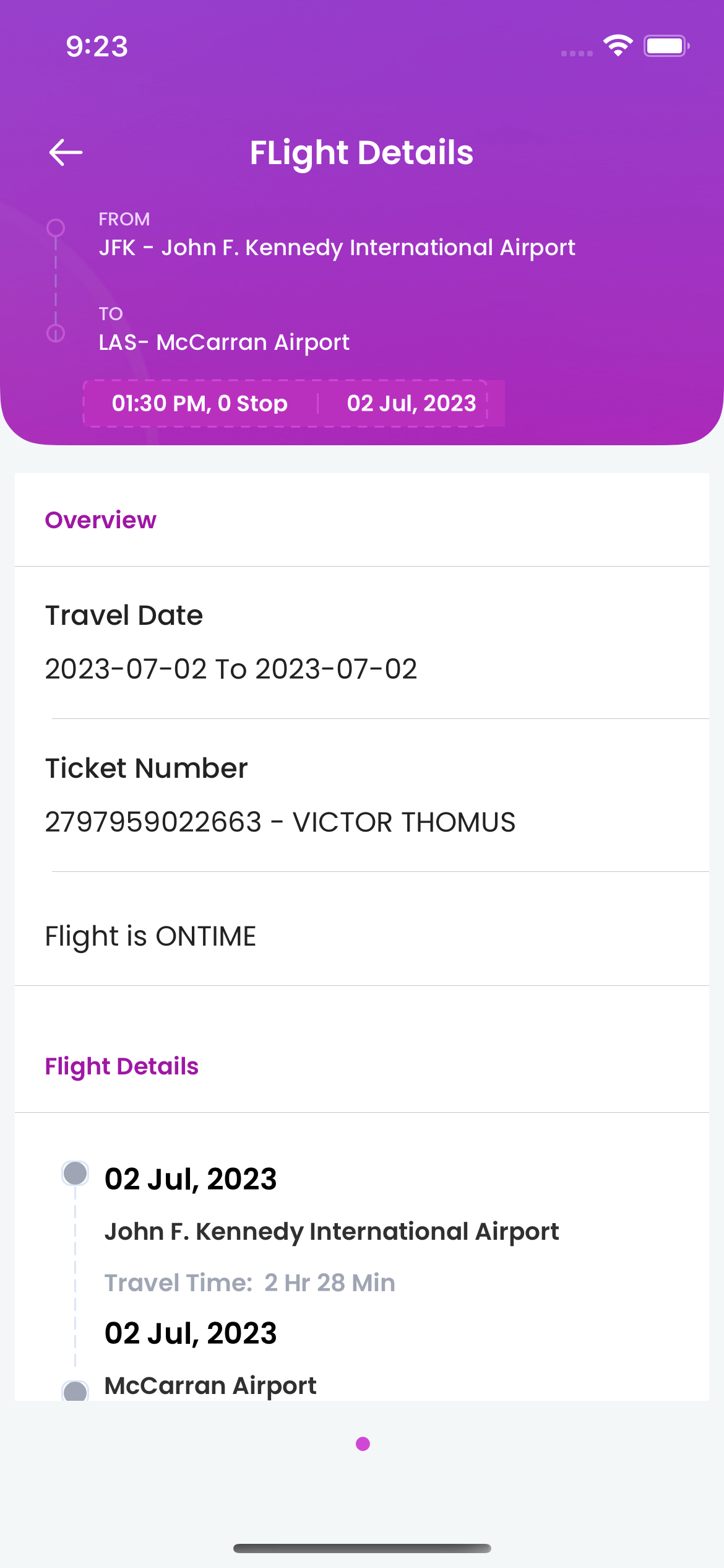 Pneuma Travel flight details