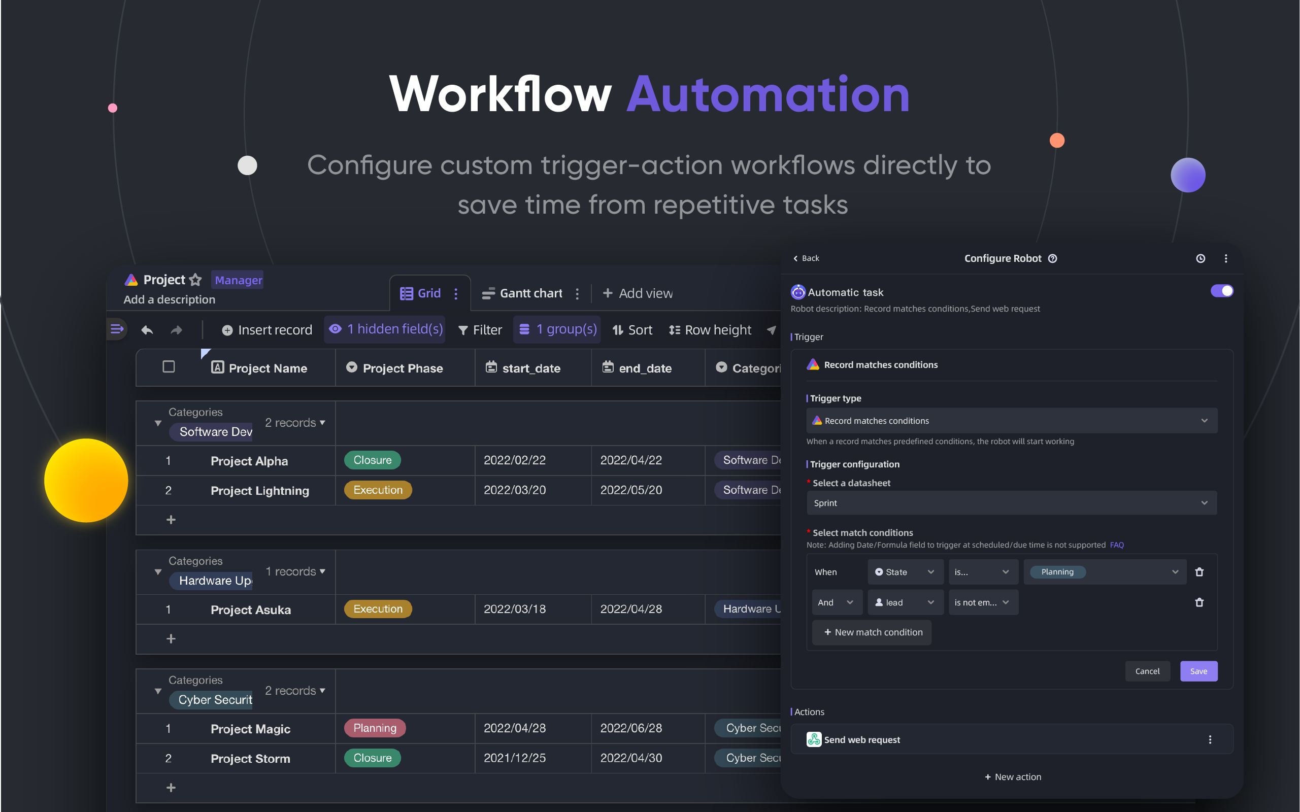 AITable configure custom trigger-action workflows
