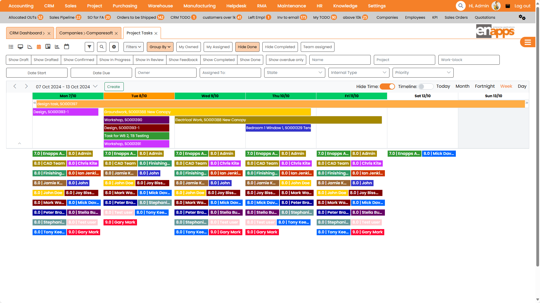 Enapps Software - Enapps ERP Drag and Drop Resource Planner