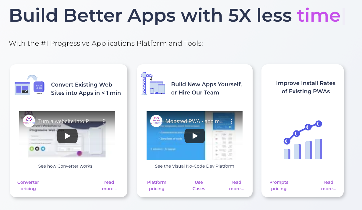 Mobsted screenshot: Platform for the New Progressive Web and Apps