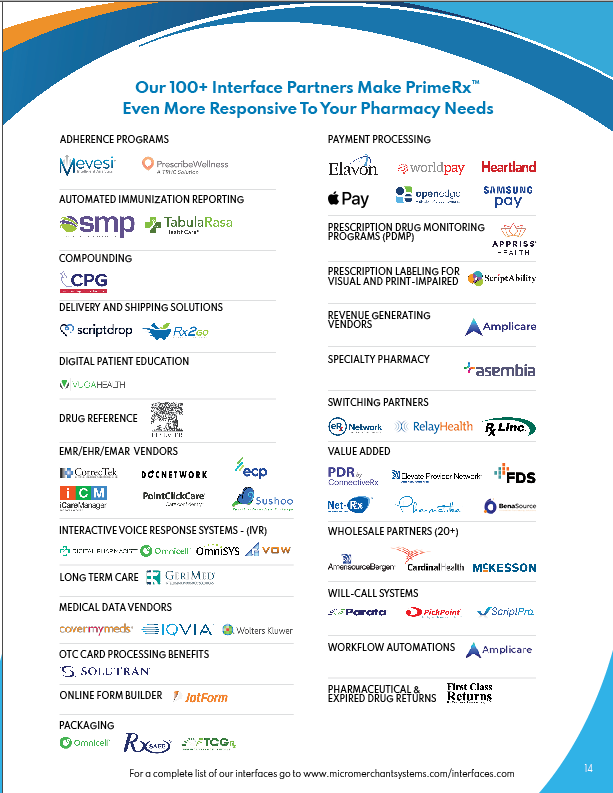 PrimeRx Software - Our 100+ Interface Partners Make PrimeRx  Even More Responsive To Your Pharmacy Needs