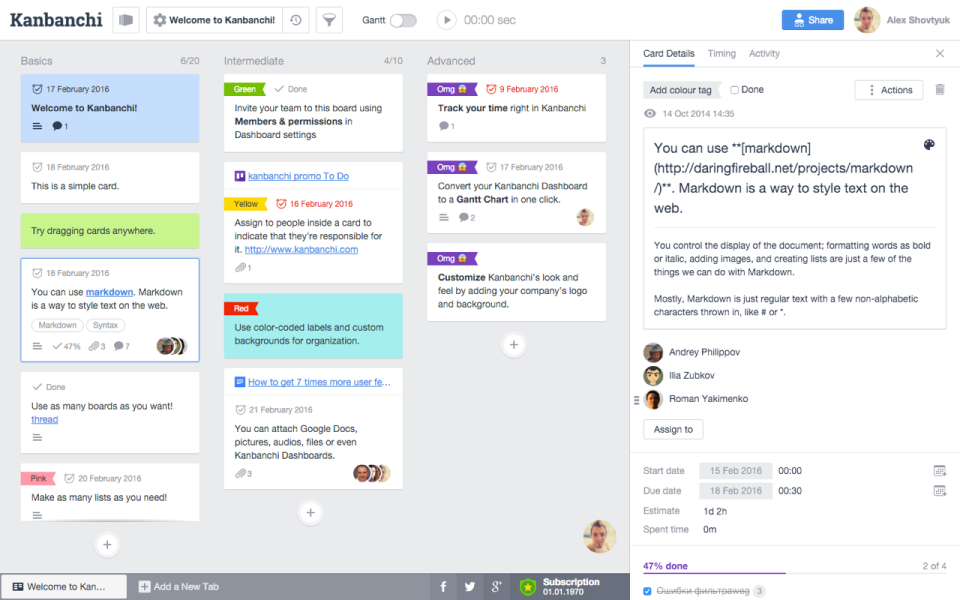 Kanbanchi Software - Card's description - thumbnail