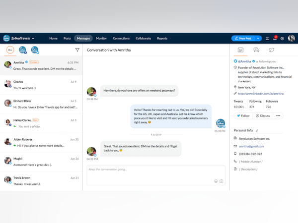 Zoho Social Software - Messages