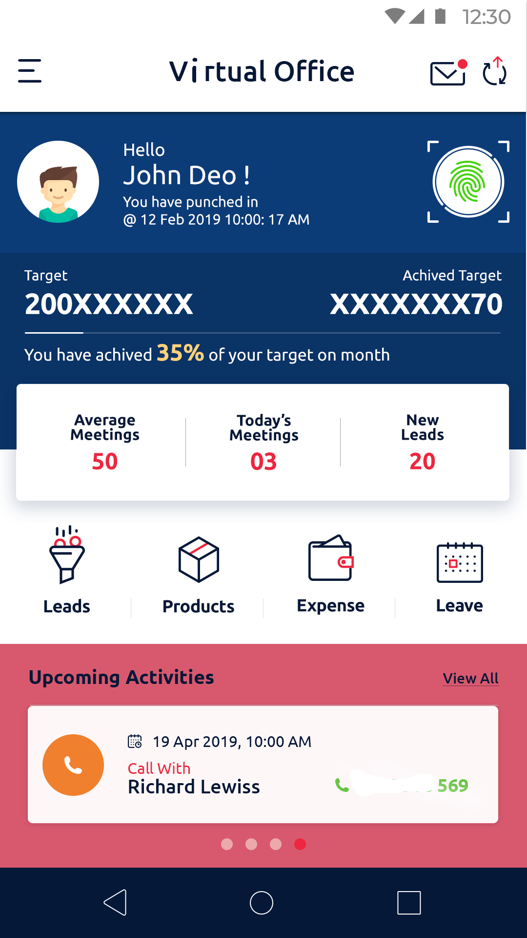 SALESFOKUZ screenshot: SALESFOKUZ Mobile dashboard