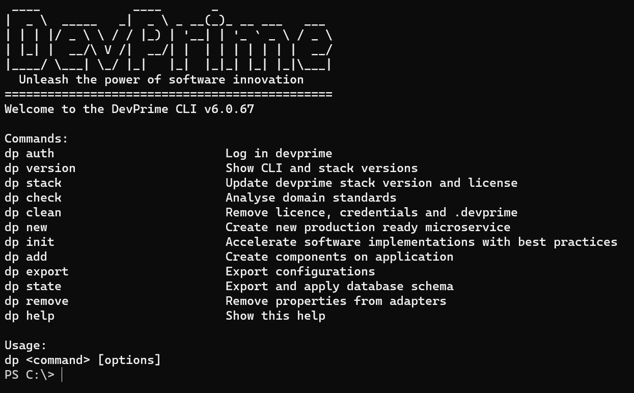 DevPrime screenshot: DevPrime CLI